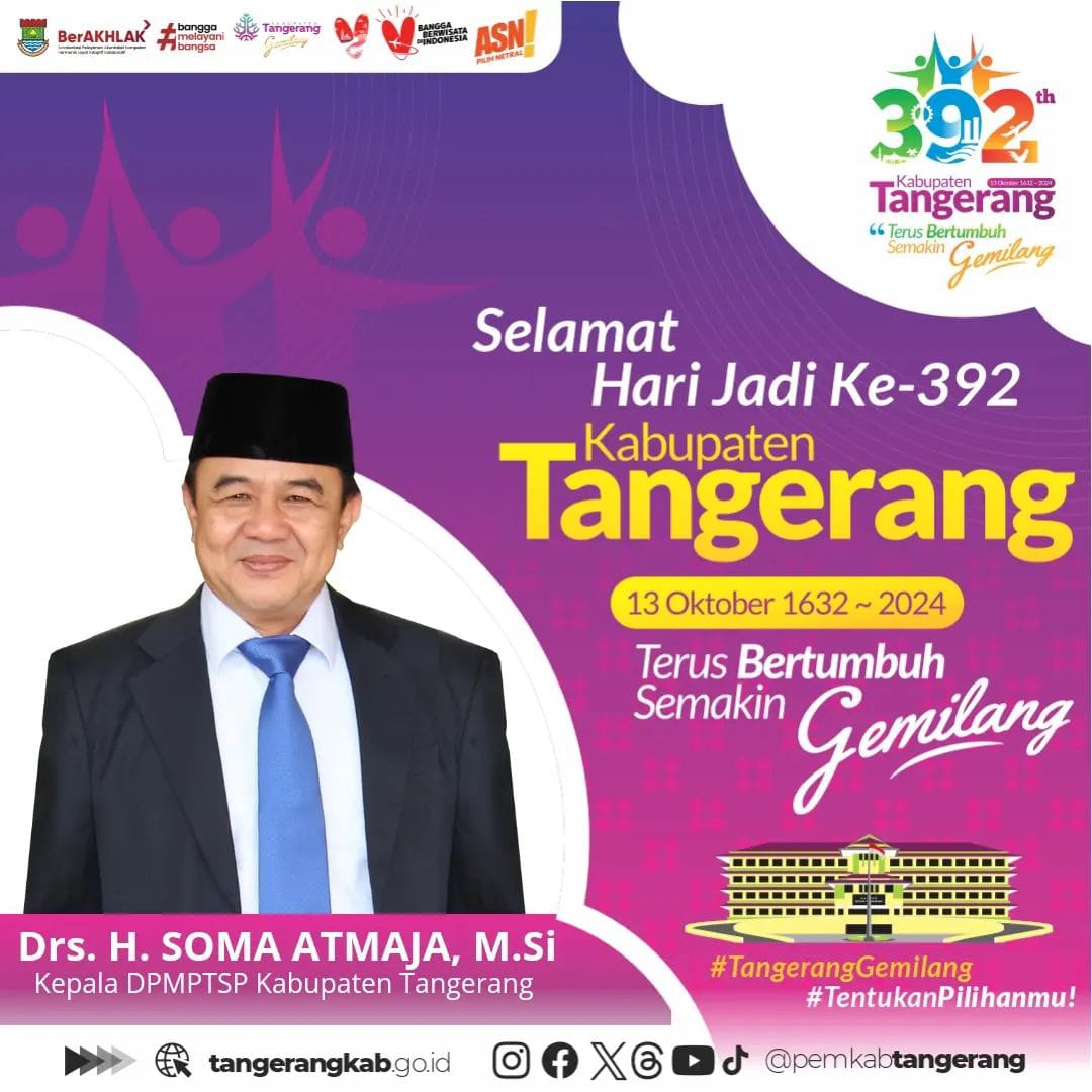 Kepala DPMPTSP Kabupaten Tangerang Ucapkan Selamat Ulang Tahun Kabupaten Tangerang