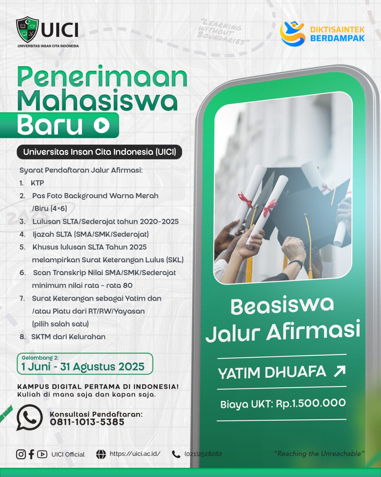 UICI Buka Pendaftaran Mahasiswa Baru Jalur Afirmasi Yatim dan Dhuafa