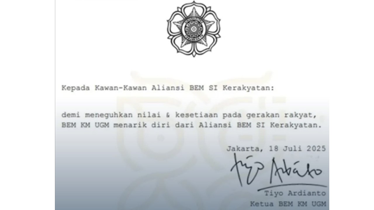 BEM UGM Mundur dari Aliansi BEM SI, Soroti Intervensi Politik dan Kekerasan dalam Munas