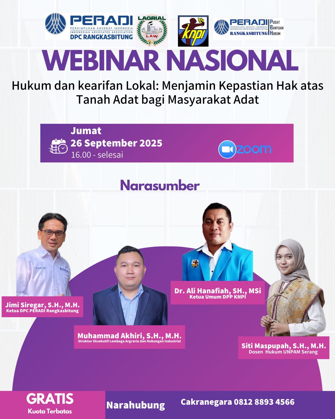 LAGRIAL Gelar Webinar Nasional: Hukum dan Kearifan Lokal dalam Menjamin Hak Atas Tanah Adat