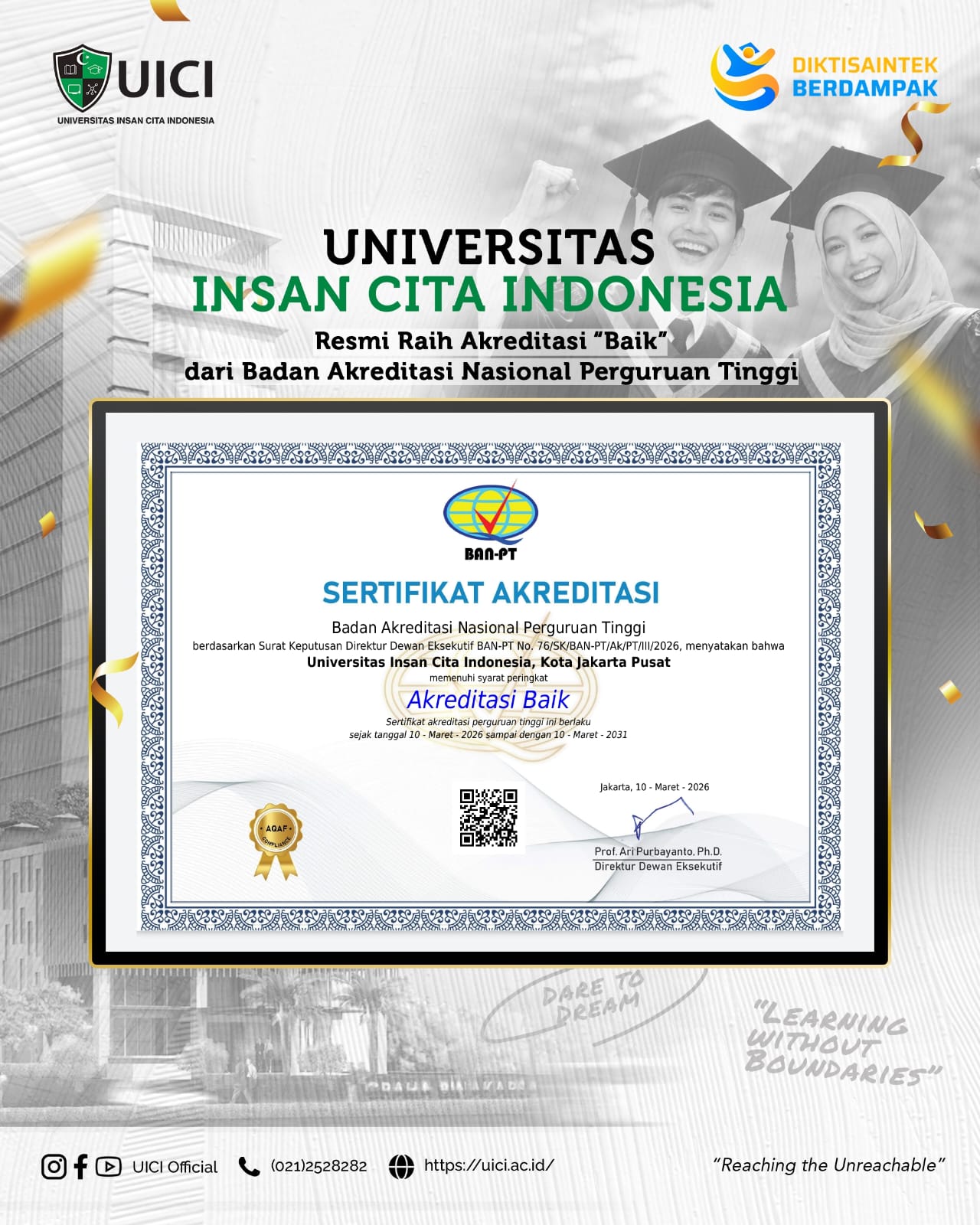 UICI Raih Akreditasi Baik dari BAN-PT